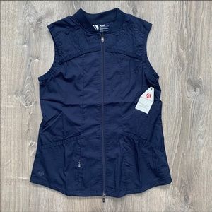 Adar Women’s Navy Scrub Zip-Front Vest
